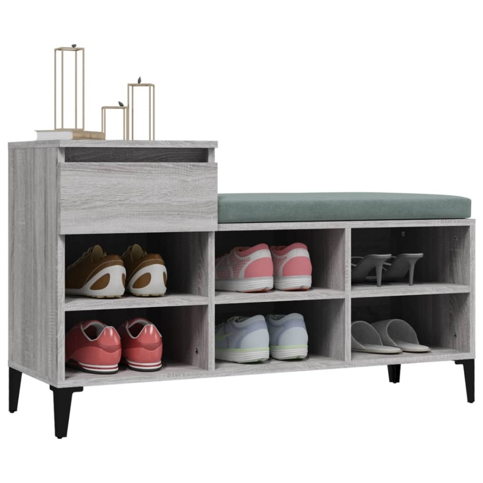 Mueble zapatero madera contrachapada gris Sonoma 102x36x60