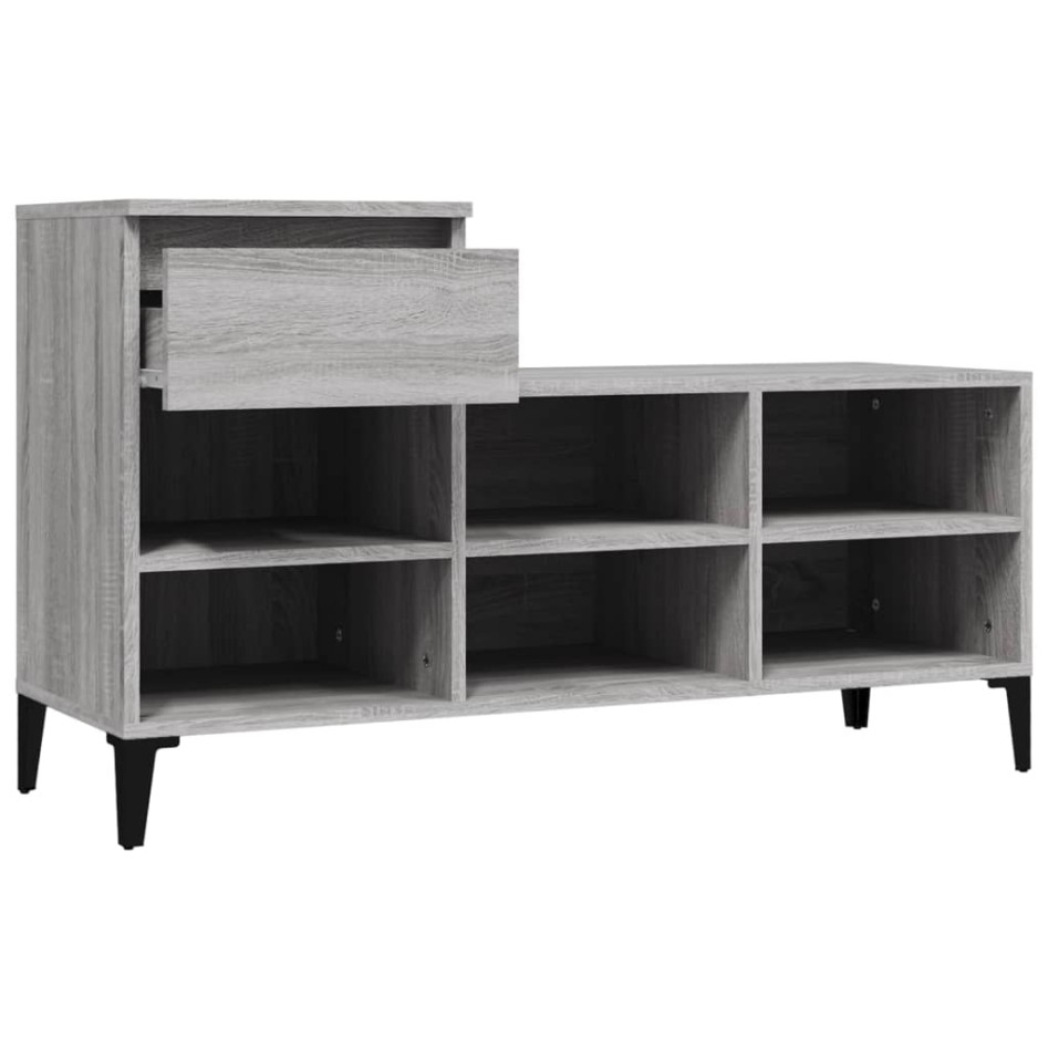 Mueble zapatero madera contrachapada gris Sonoma 102x36x60