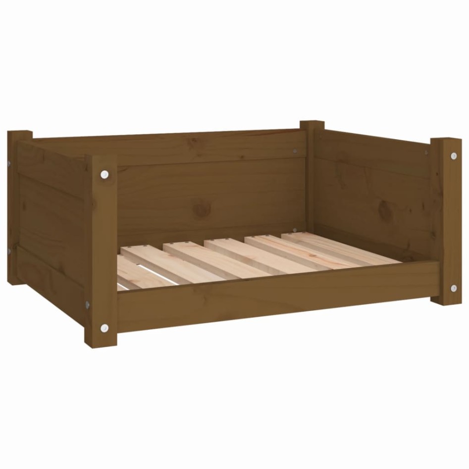Cama para perros madera maciza pino marrón miel 65,5x50,5x28