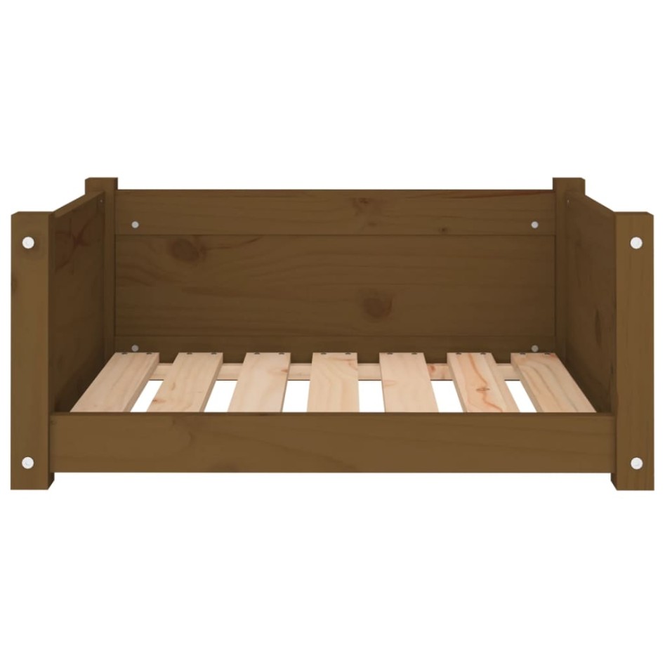Cama para perros madera maciza pino marrón miel 65,5x50,5x28