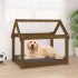 Cama para perros madera maciza pino marrón miel 81x60x70