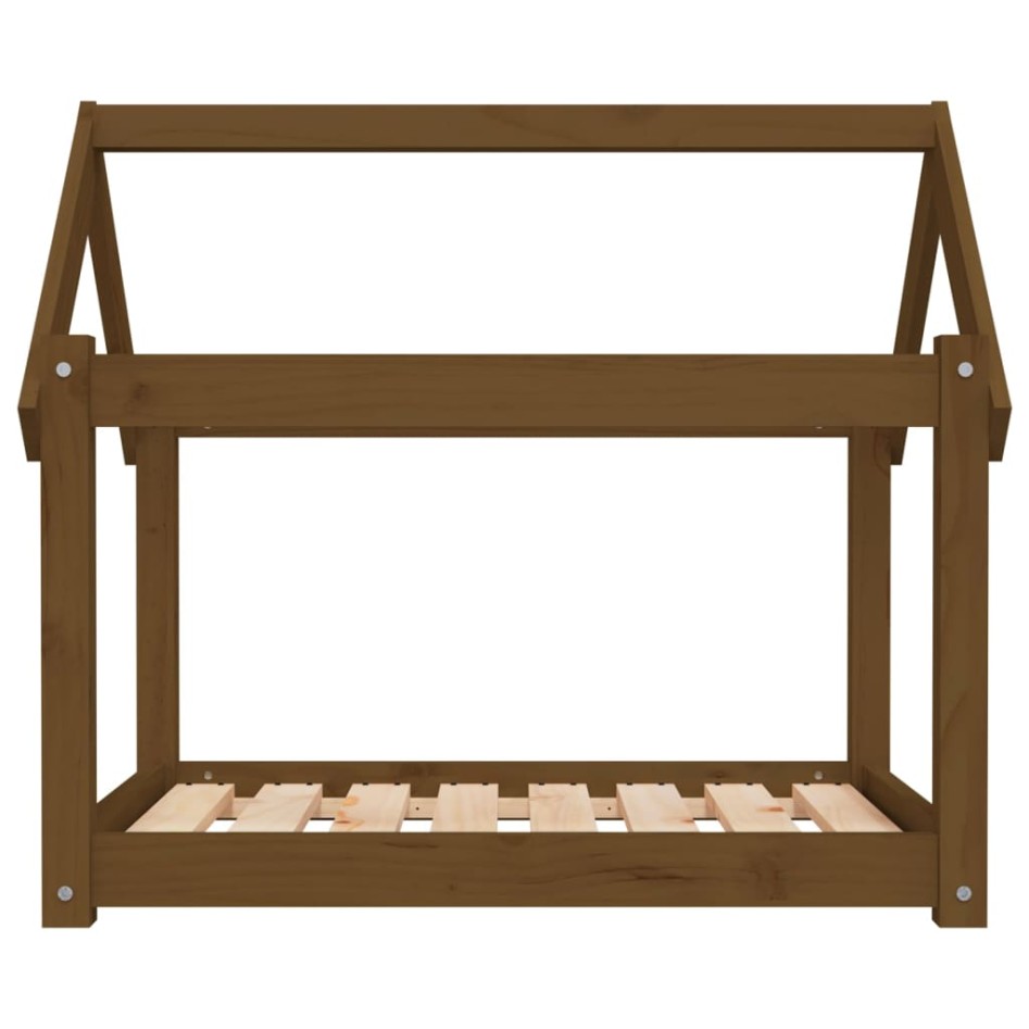Cama para perros madera maciza pino marrón miel 81x60x70