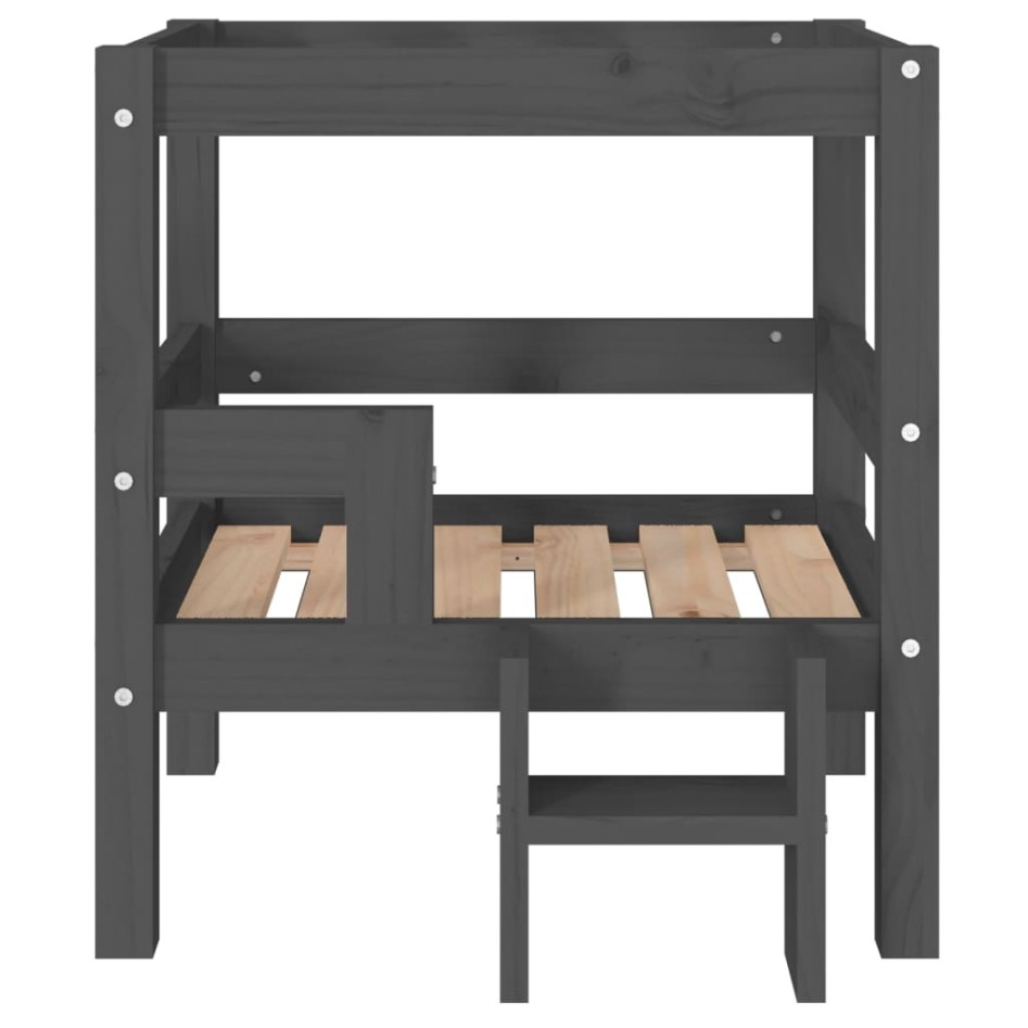 Cama para perros madera maciza de pino gris 55,5x53,5x60