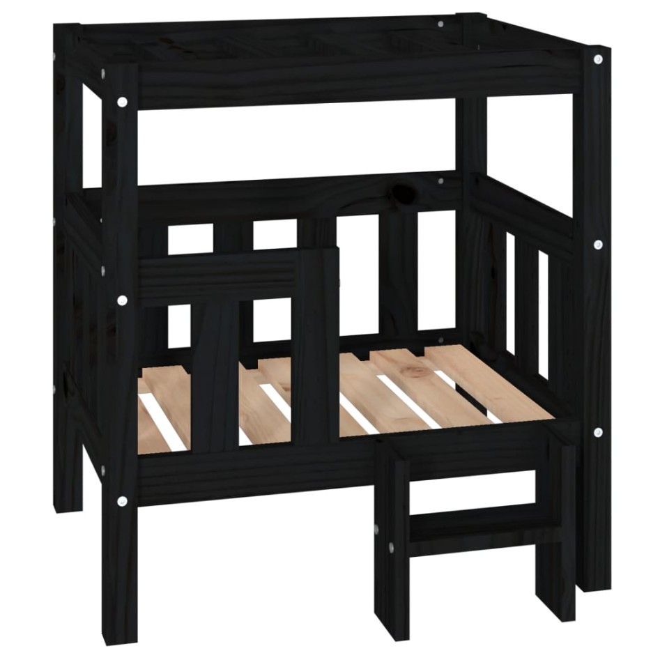 Cama para perros madera maciza de pino negro 65,5x43x70