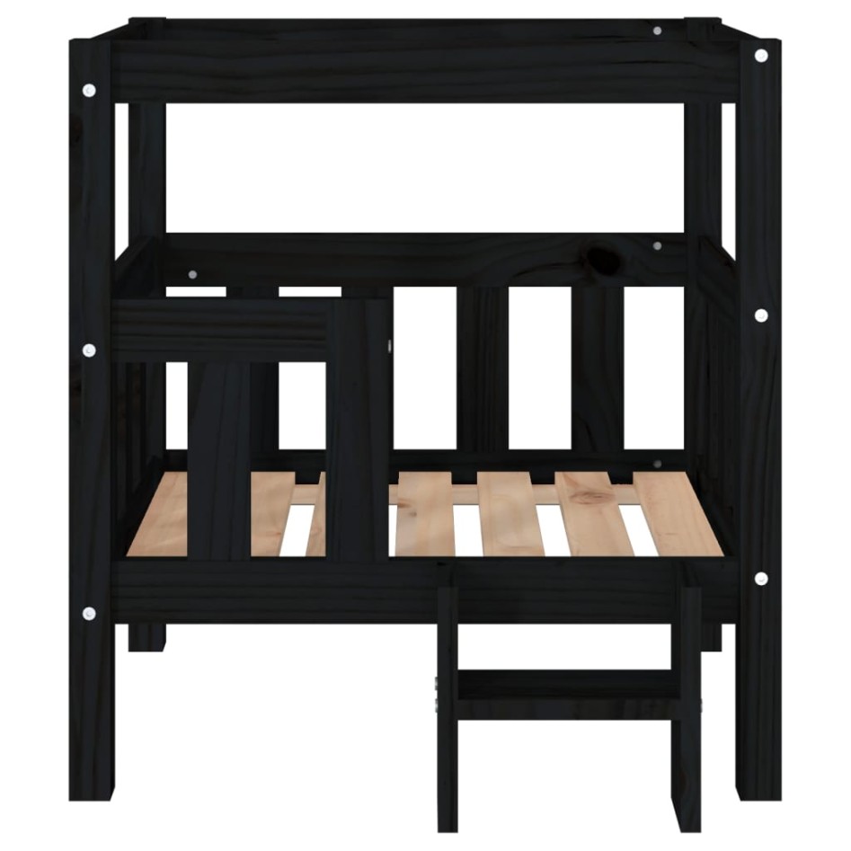 Cama para perros madera maciza de pino negro 65,5x43x70