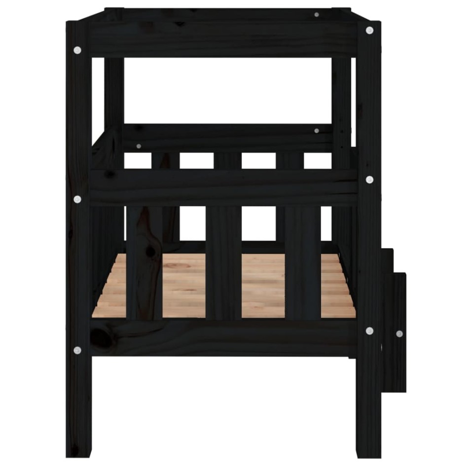 Cama para perros madera maciza de pino negro 65,5x43x70