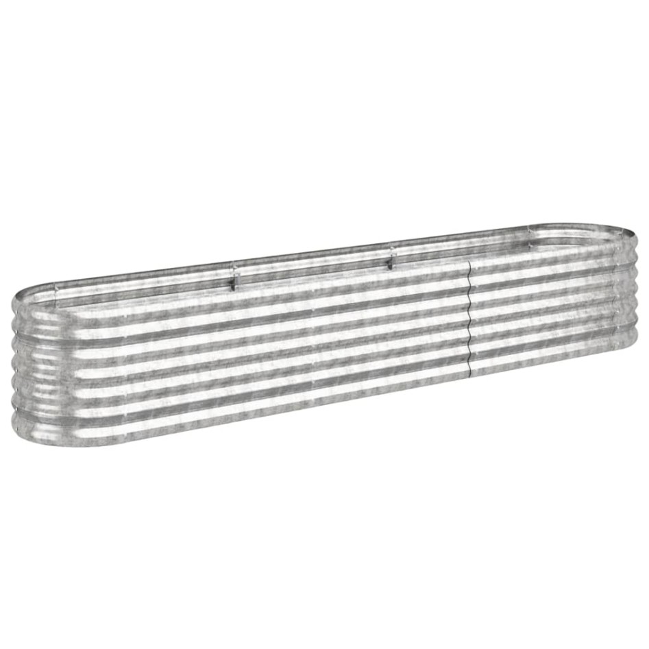 Jardinera arriate acero recubrimiento polvo plata 224x40x36