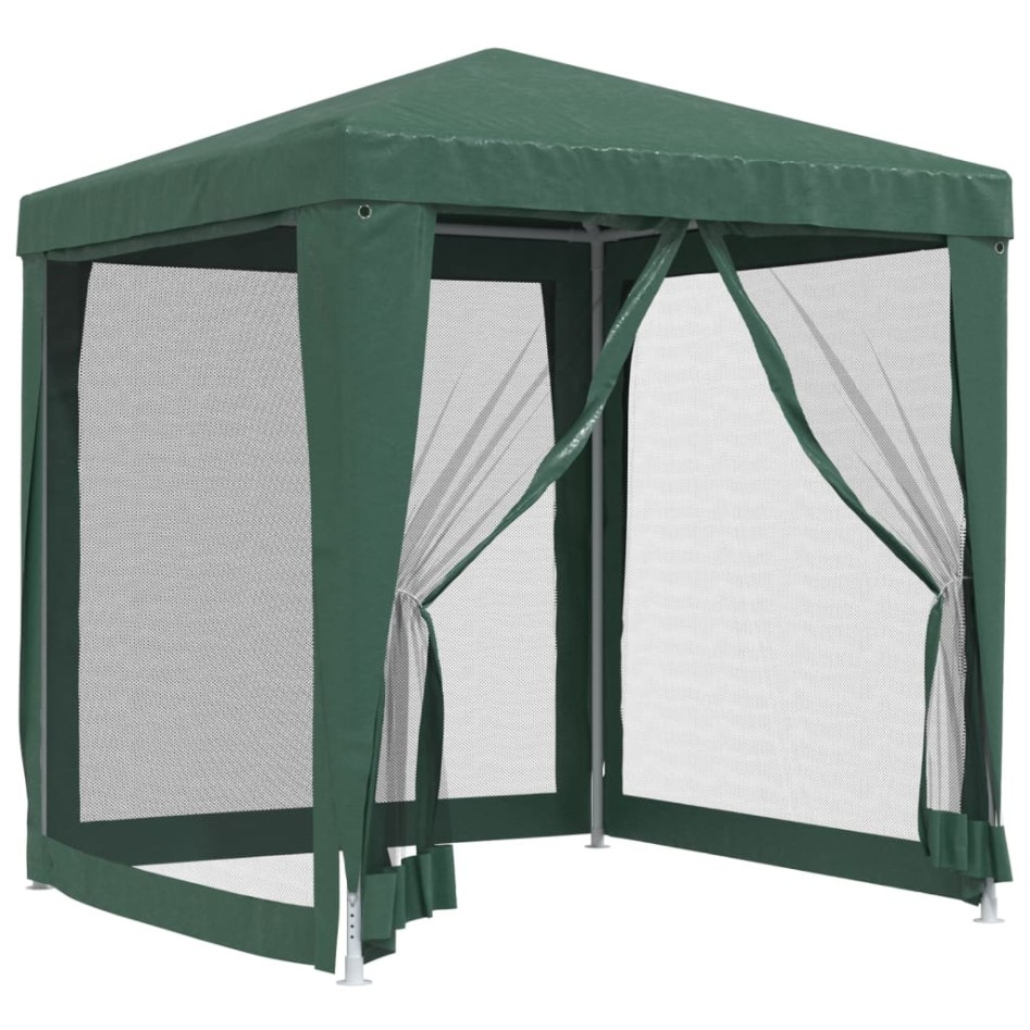 Carpa para fiestas con 4 paredes de malla HDPE verde 2x2