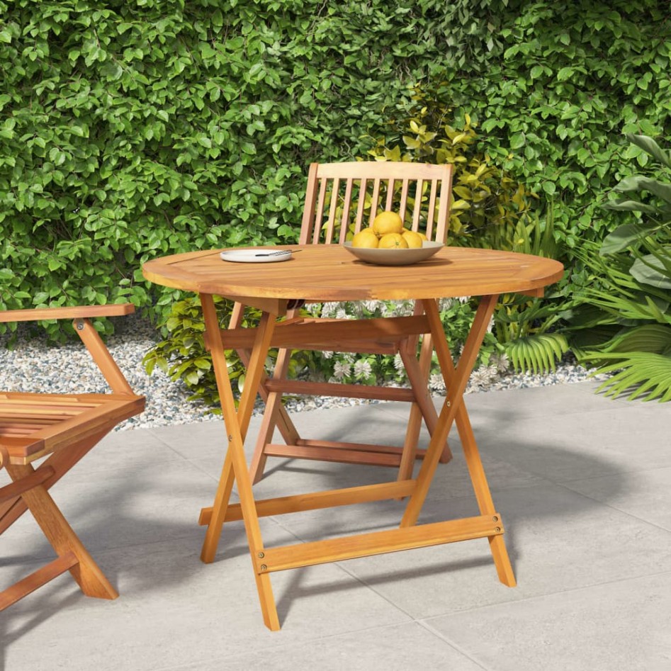 Mesa de jardín plegable madera maciza de acacia Ø 90x75