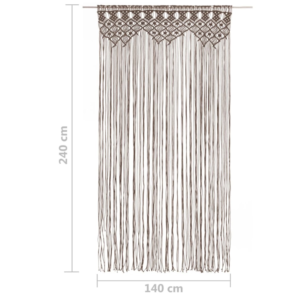 Cortina de macramé algodón gris taupé 140x240
