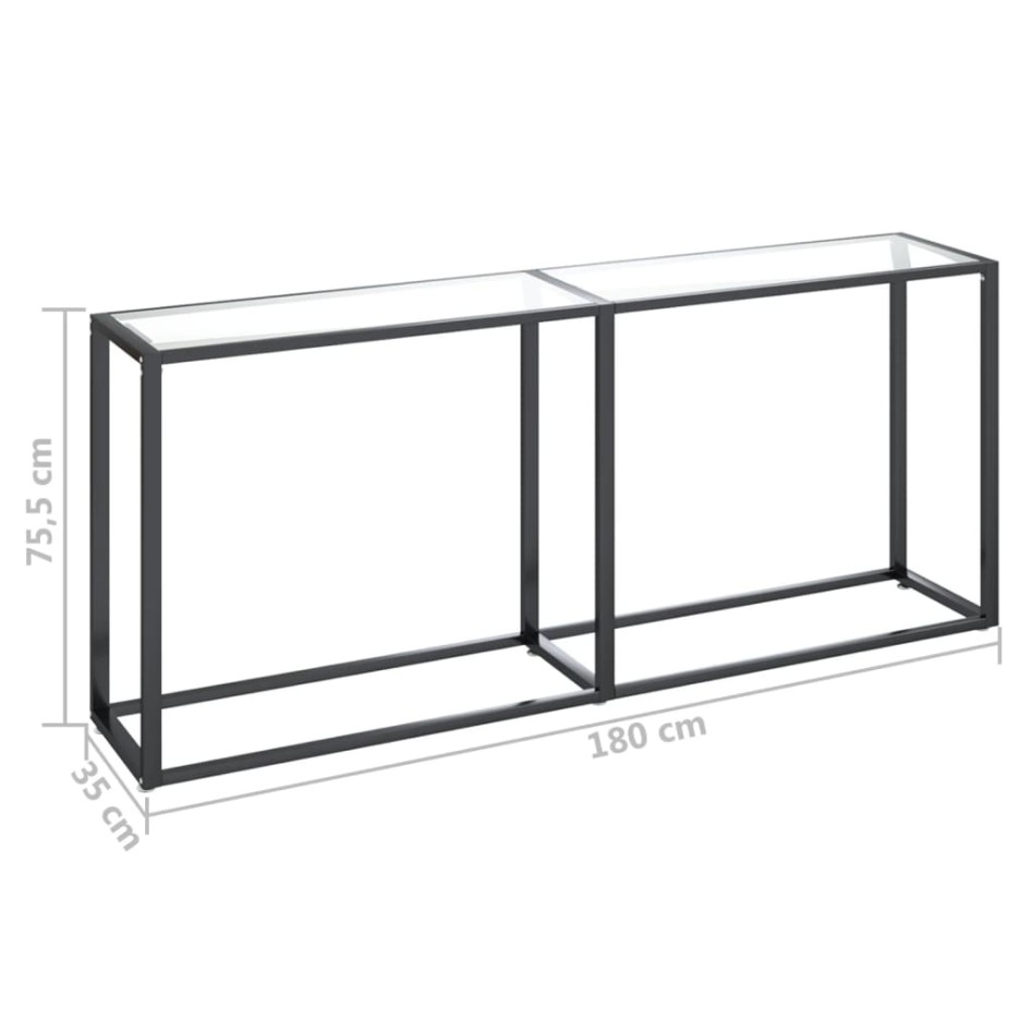 Mesa consola vidrio templado transparente 180x35x75,5