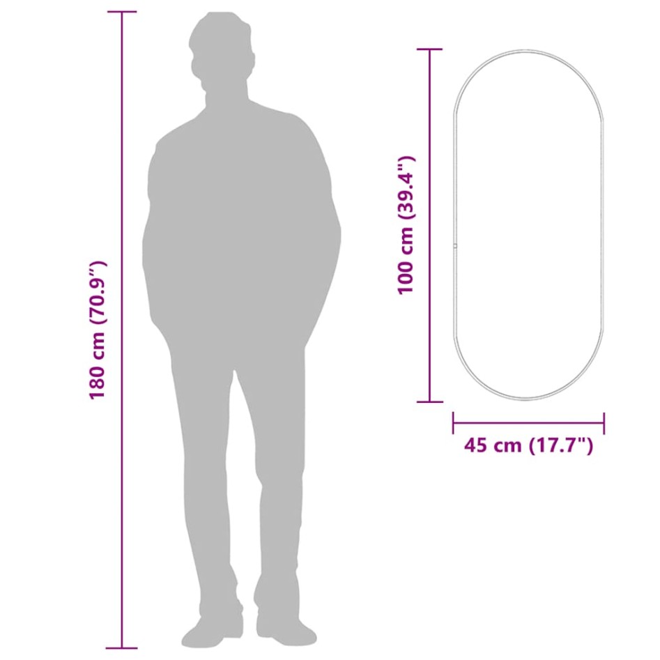 Espejo de pared ovalado dorado 100x45