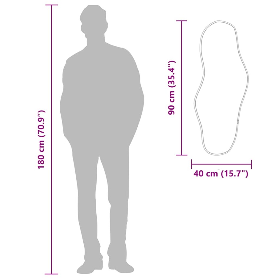 Espejo de pared plateado 90x40