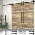 Kit de herrajes de puertas correderas acero negro 2 uds 183