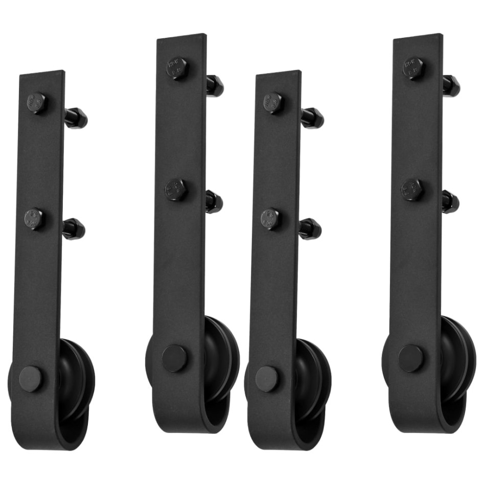 Kit de herrajes de puertas correderas acero negro 2 uds 183