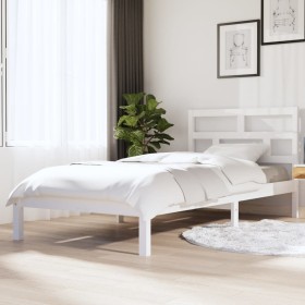 Estructura de cama madera maciza de pino blanco 90x200