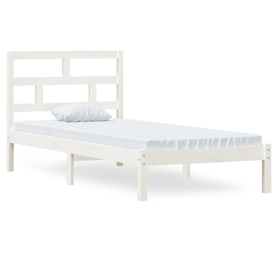 Estructura de cama madera maciza de pino blanco 90x200