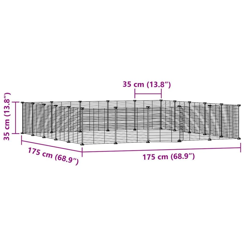 Jaula para mascotas de 20 paneles puerta acero negro 35x35