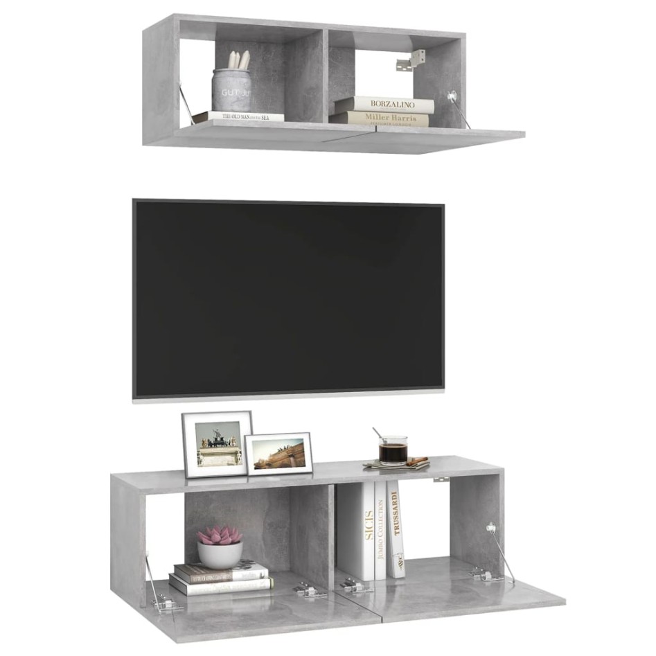 Set de muebles de salón 2 pzas madera ingeniería gris