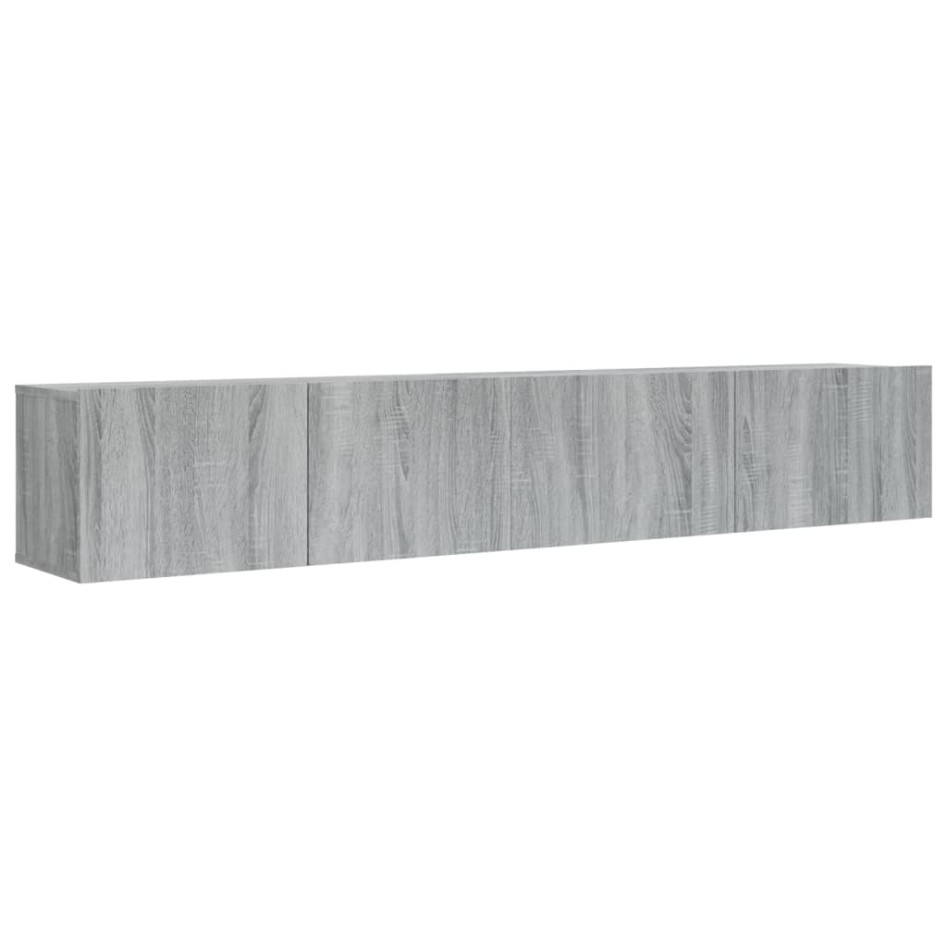 Set de muebles para TV 2 pzas madera contrachapada gris