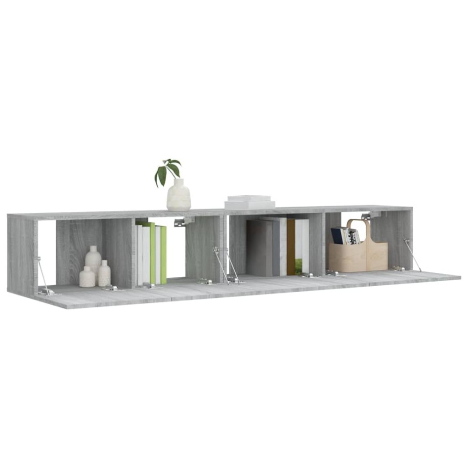 Set de muebles para TV 2 pzas madera contrachapada gris