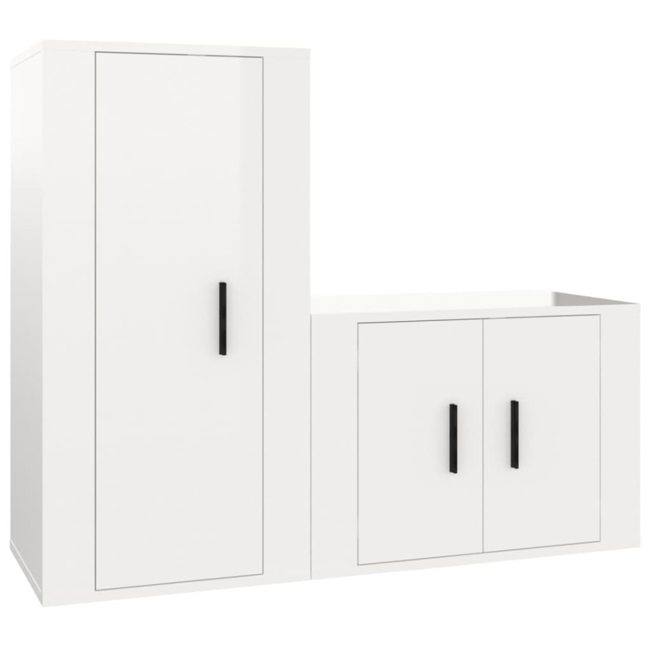 Set de muebles de TV 2 pzas madera contrachapada blanco