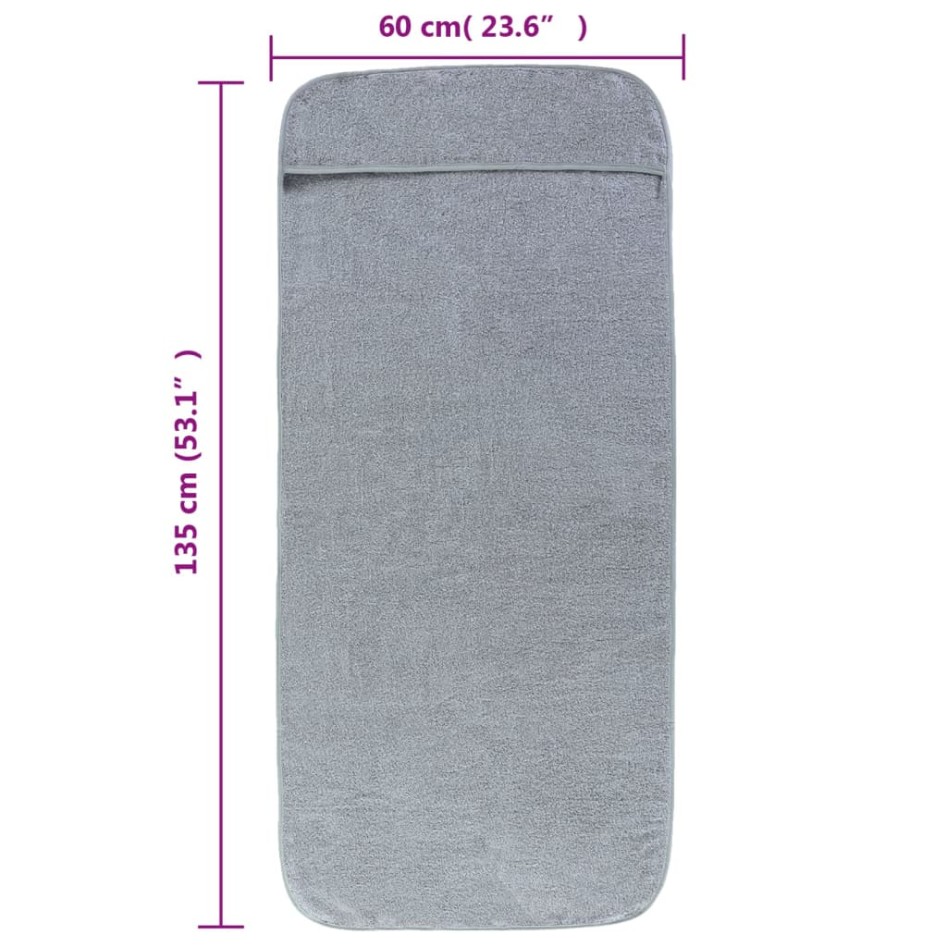 Toallas de playa 6 uds tela gris 400 g/m² 60x135