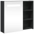 Mueble de baño con espejo y luz LED negro 60x13x52