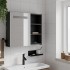 Mueble de baño con espejo y luz LED negro 60x13x52