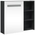 Mueble de baño con espejo y luz LED negro 60x13x52