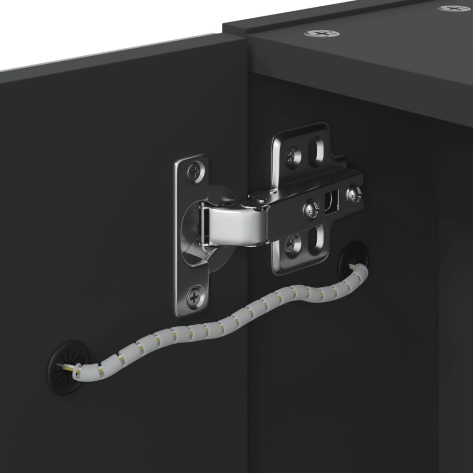 Mueble de baño con espejo y luz LED negro 60x13x52