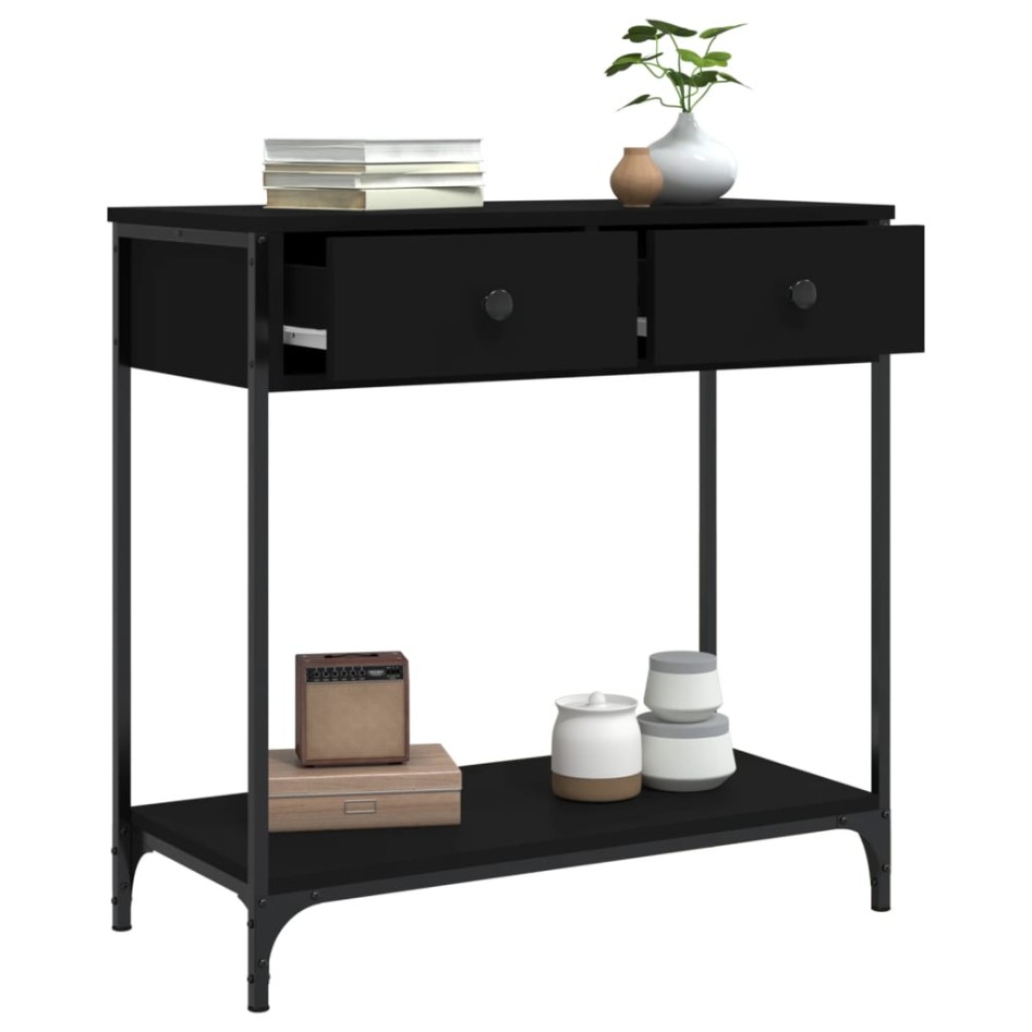 Mesa consola madera de ingeniería negro 75x34,5x75