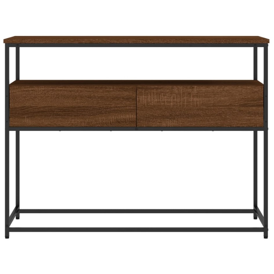 Mesa consola madera de ingeniería marrón roble 100x40x75