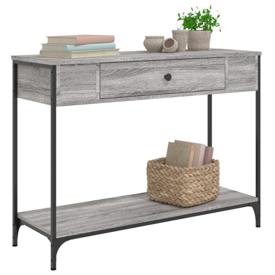 Mesa consola madera de ingeniería gris Sonoma 100x34,5x75