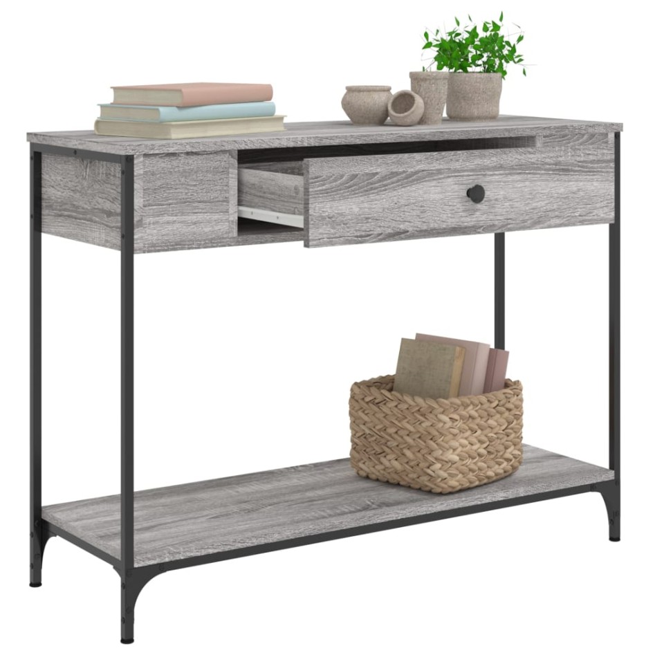 Mesa consola madera de ingeniería gris Sonoma 100x34,5x75