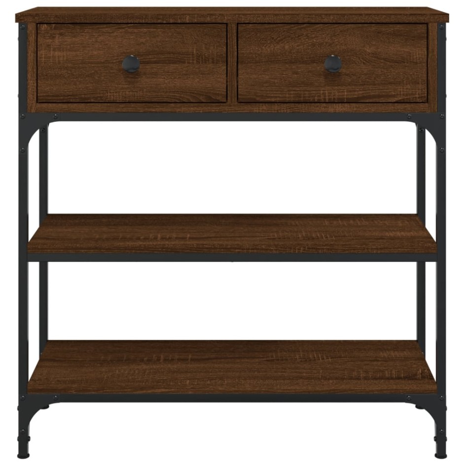 Mesa consola madera de ingeniería marrón roble 72,5x25x75