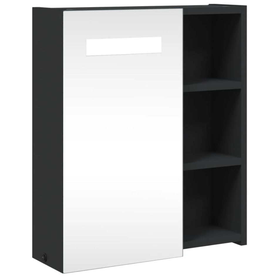 Mueble de baño con espejo y luz LED negro 45x13x52
