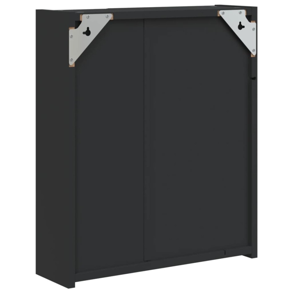 Mueble de baño con espejo y luz LED negro 45x13x52