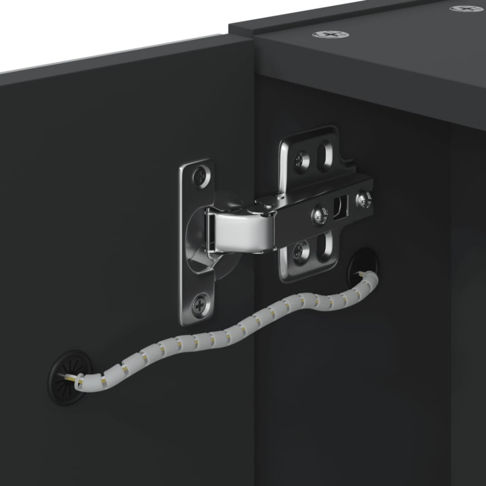 Mueble de baño con espejo y luz LED negro 45x13x52