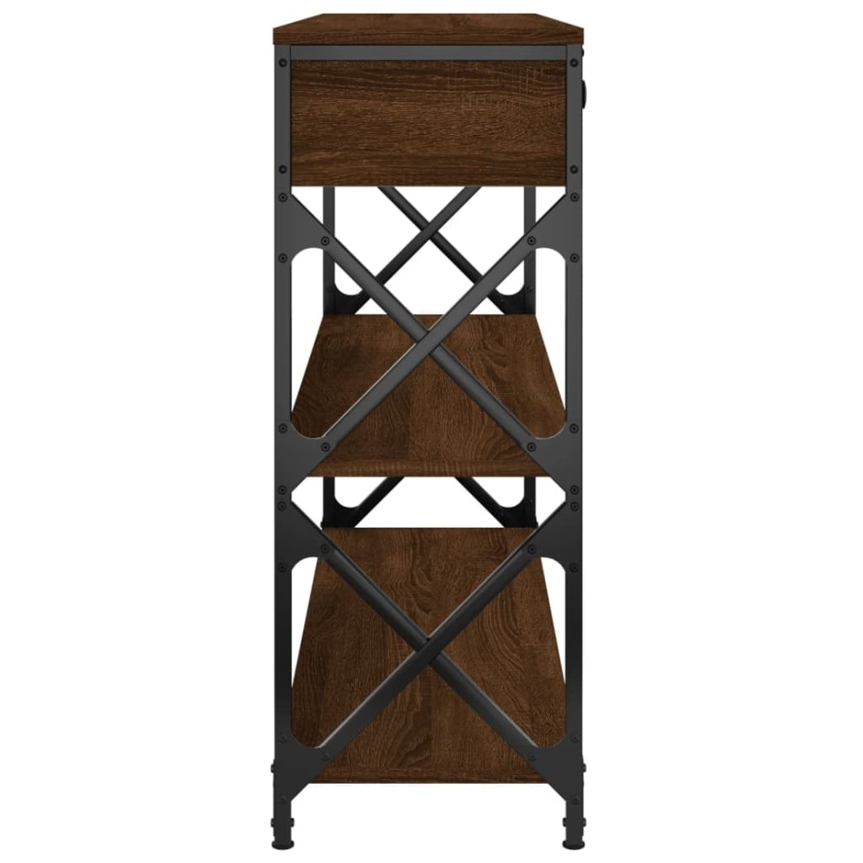 Mesa consola madera de ingeniería marrón roble 100x28x75