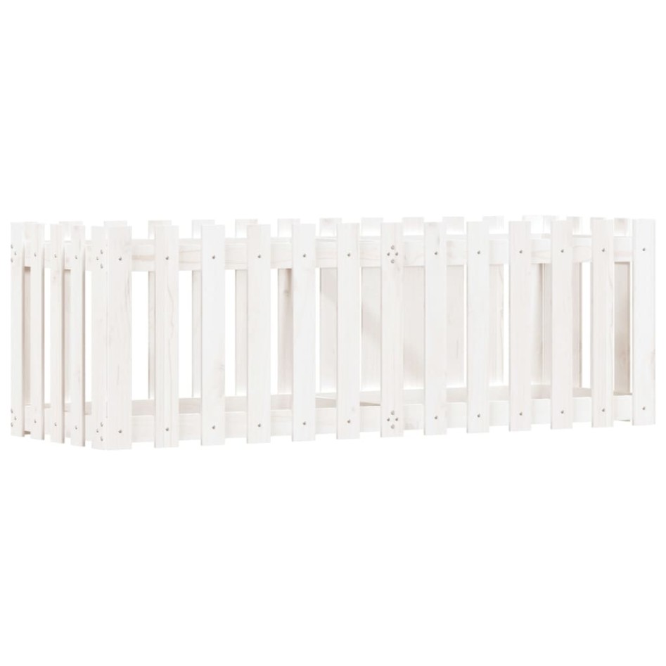 Arriate elevado jardín con valla madera pino blanco