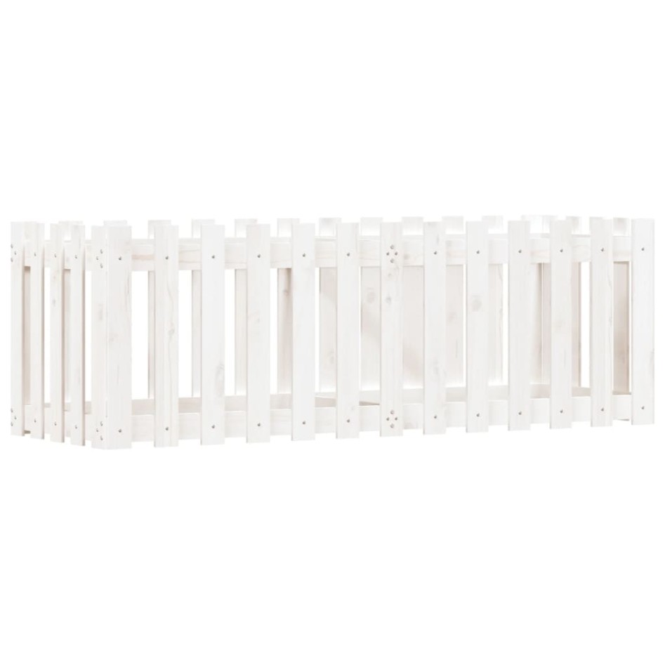 Arriate elevado jardín con valla madera pino blanco