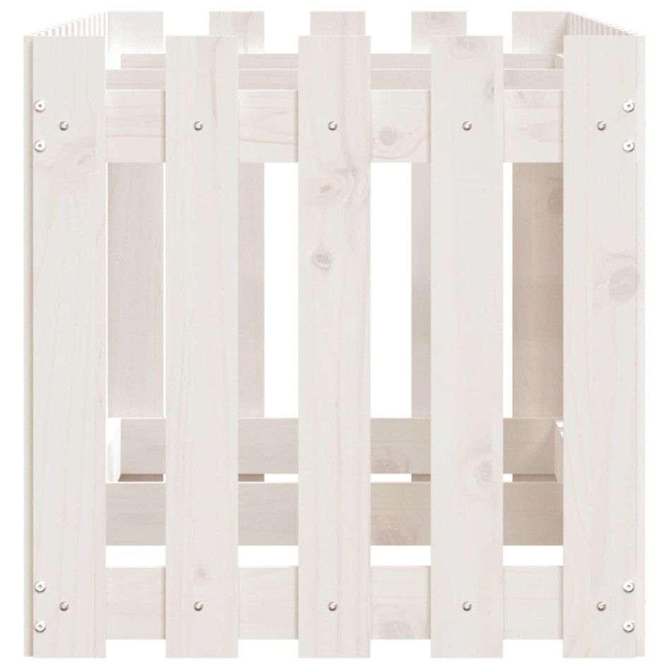 Arriate elevado jardín con valla madera pino blanco