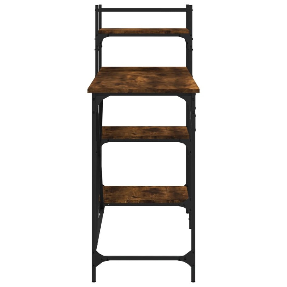 Escritorio de ordenador con estantes roble ahumado