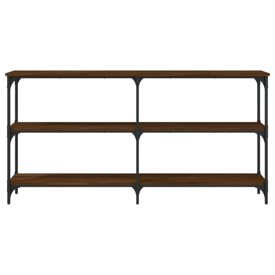 Mesa consola madera de ingeniería marrón roble 150x29x75