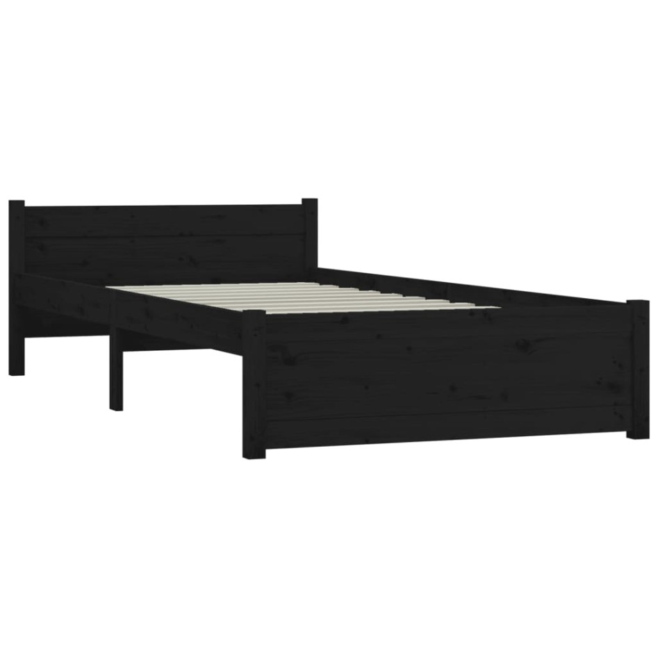 Estructura de cama sin colchón madera maciza negro 75x190