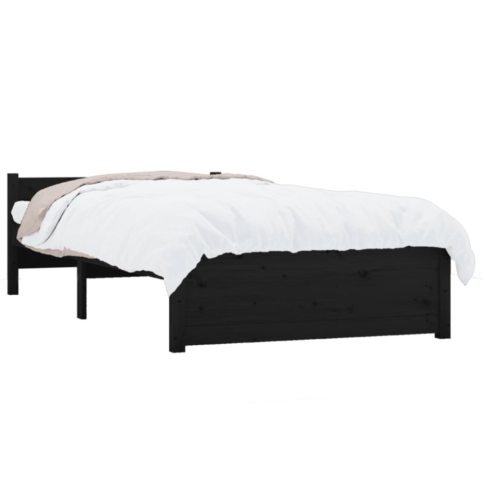 Estructura de cama sin colchón madera maciza negro 75x190