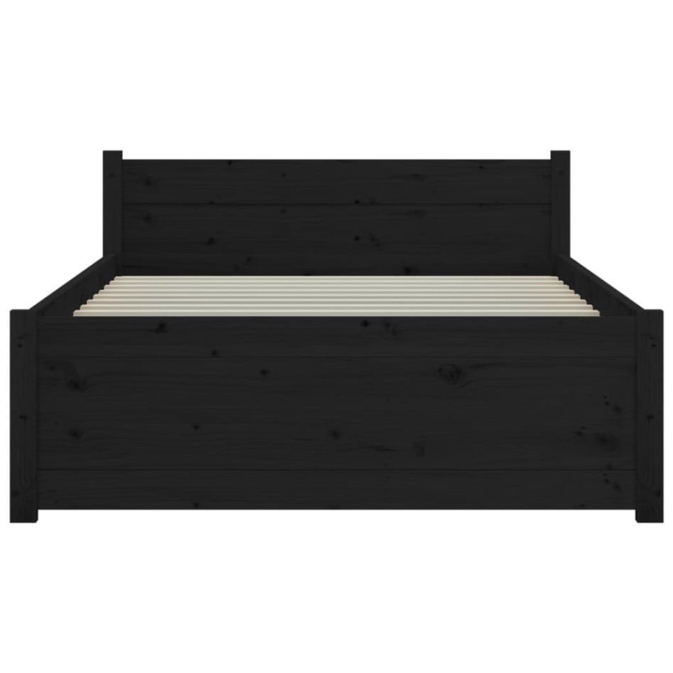Estructura de cama sin colchón madera maciza negro 75x190