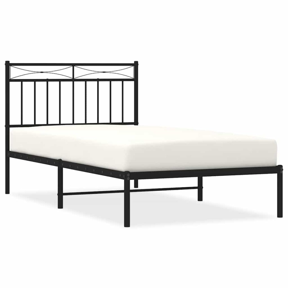 Estructura cama sin colchón con cabecero metal negro 100x190