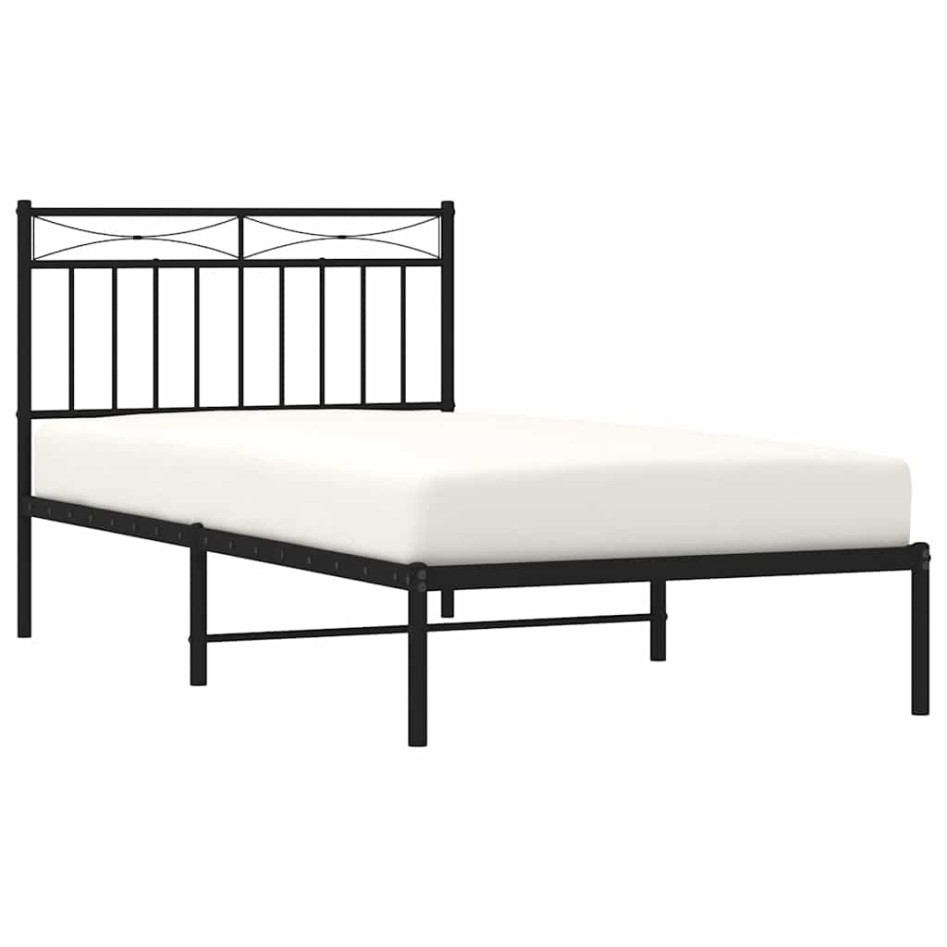 Estructura cama sin colchón con cabecero metal negro 100x190